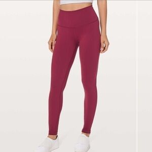 LULULEMON WUNDER UNDER HIGH RISE TIGHT RUBY WINE SEQUIN DETAIL - Size 2 SKU:534